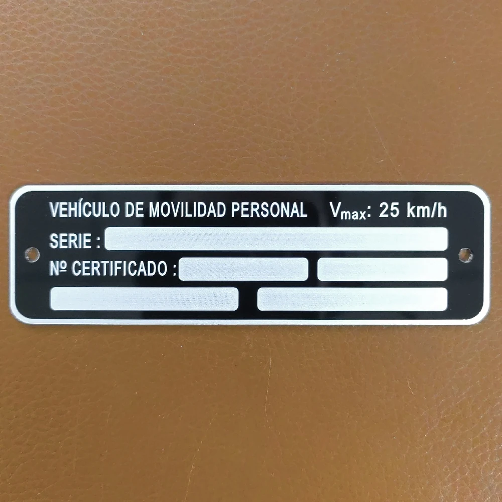Vmp Vehiculo De Movilidad Serie Personale No Certificado Alluminio Chassic Vin Targa Id Tag