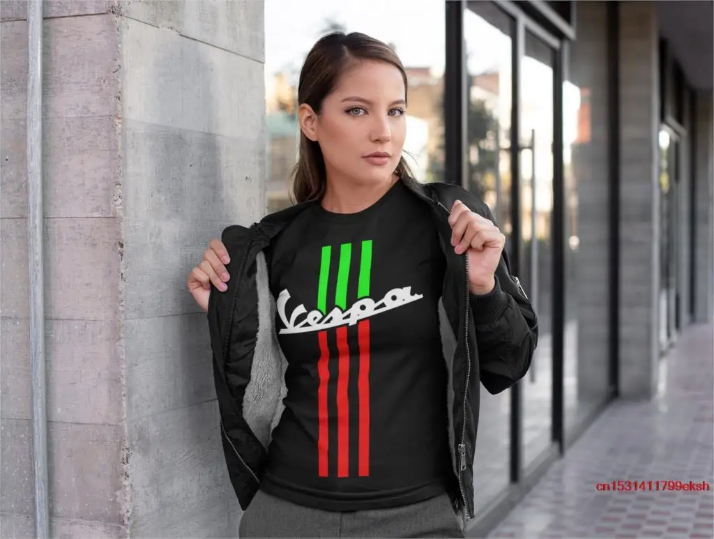 Vespa Scooter Green And Red Stripes Jack Alpha T-Shirt