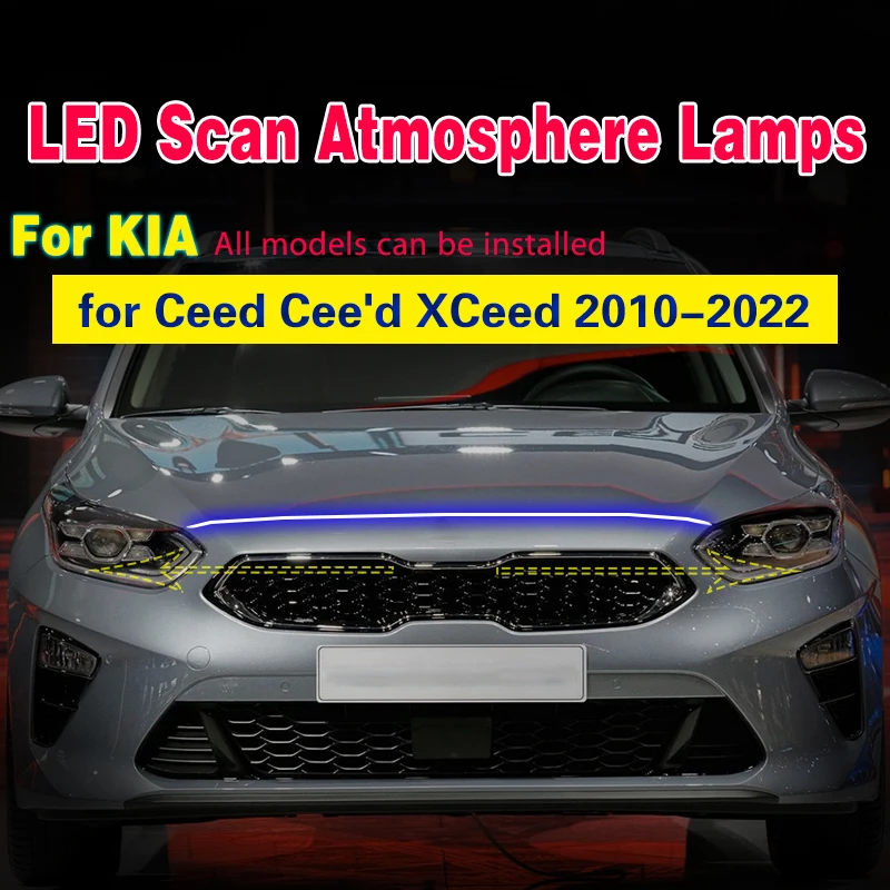 1 Led Drl Daytime Running Light Strip Con Start Scan Lamp Strip Car Headlight Day Light 12V Universale Per Kia Ceed Cee'D Xceed
