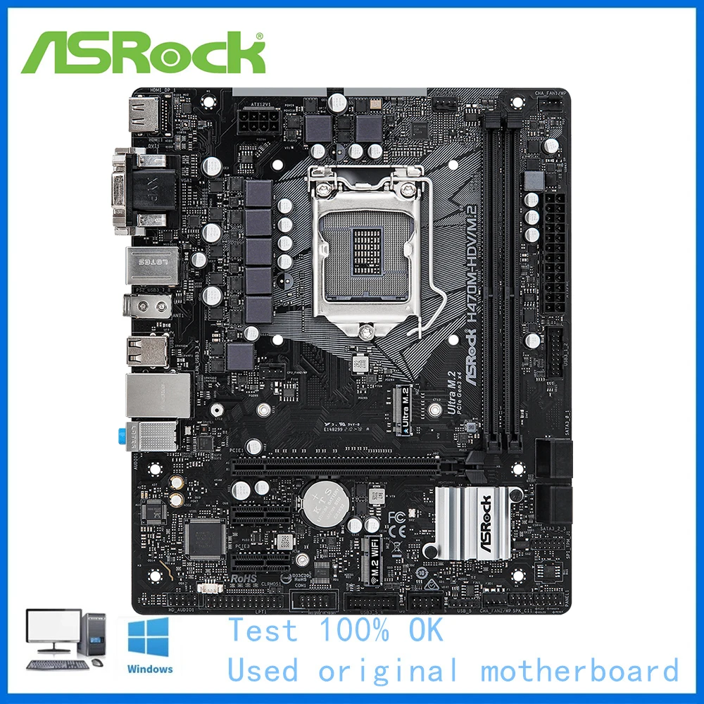 Scheda Madre H470 H470M-Hdv Utilizzata Per Presa Scheda Madre Asrock H470M-Hdv/M.2 Supporto Scheda Madre Desktop Lga1200 Ddr4 10400 10700