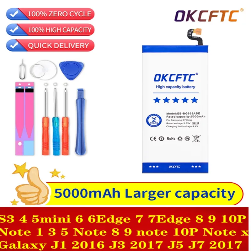 Batteria Per Samsung Galaxy S3 S4 S5 Mini S6 S7 Edge S8 9 10Plus Galaxy Note 1 3 4 5 Note8 9 10Plus Galaxy J1 3 5 7 2015 Bateria