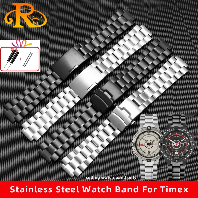 Cinturino In Acciaio Inossidabile Per Timex T2N720 T2N721 Tw2R55500 T2N721 Cinturino Per Orologio 24*16Mm Bracciale Nero Argento Con Capocorda Da Da U