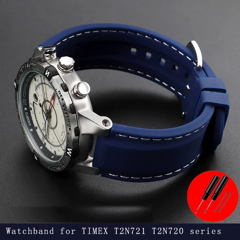 Bracciale In Silicone Per Timex Martial Compass Series T2N721 T2N720 Cinturino Sportivo In Silicone Impermeabile Cinturino Da Uomo 24*16Mm