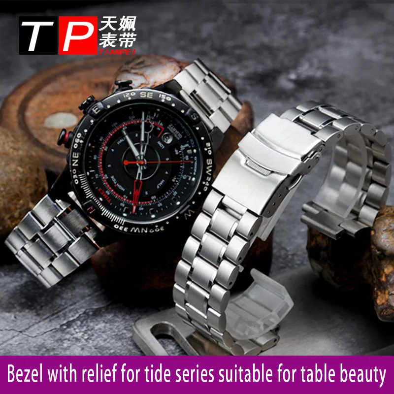 Cinturino In Acciaio Inossidabile Per Uomo Timex T2N720 T2N721 Tw2R55500 T2N721 Cinturino Per Orologio 24*16Mm Cinturino Con Cinturino In Argento Nero
