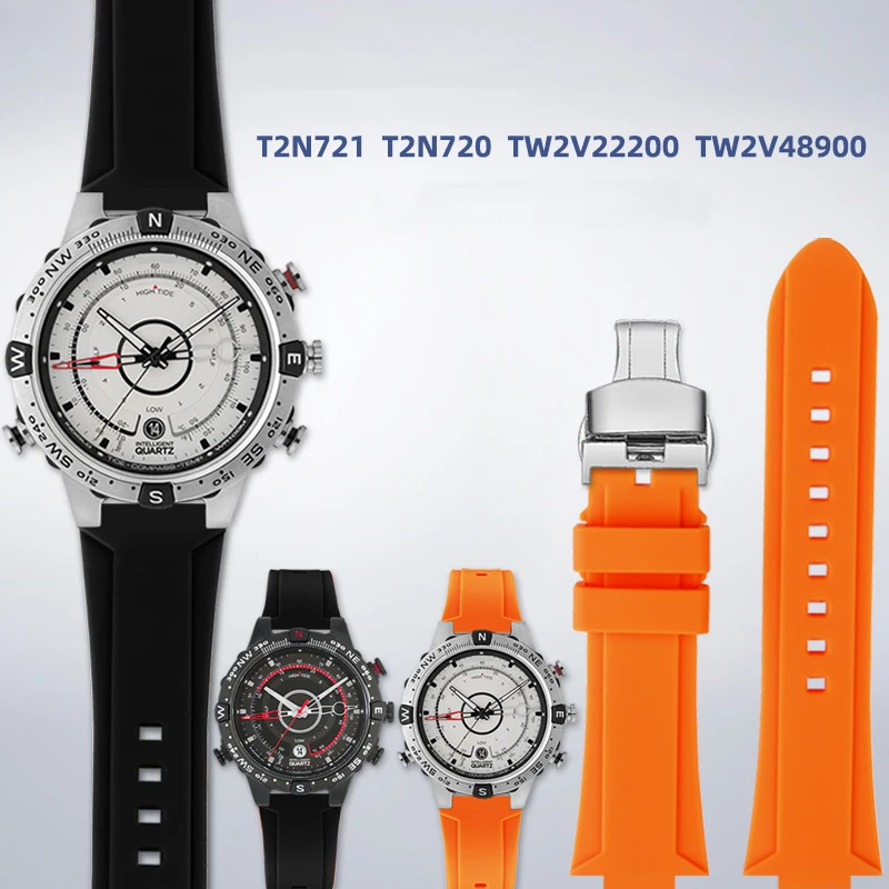 Cinturino In Gomma Siliconica In Resina Per Timex Compass T2N721 T2N720 W2R55500 Tw2T76500 Series Accessori Per Cinturini Sportivi Impermeabili
