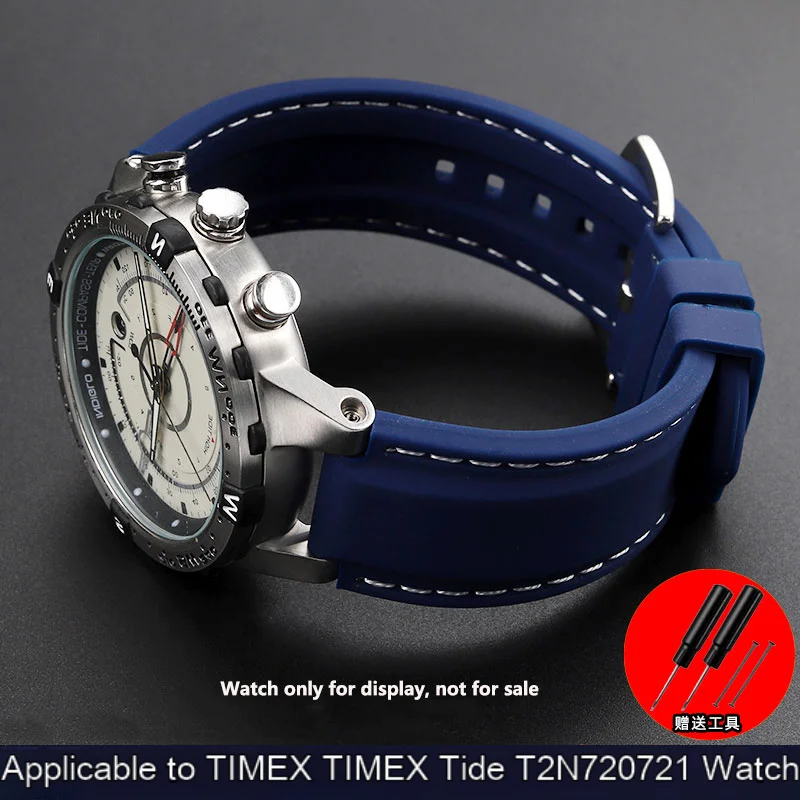 Cinturino Dell'Orologio Per Timex Martial Compass Series T2N721 T2N720 Cinturino Sportivo In Silicone Impermeabile Con Bocca Rialzata Da 24-16Mm