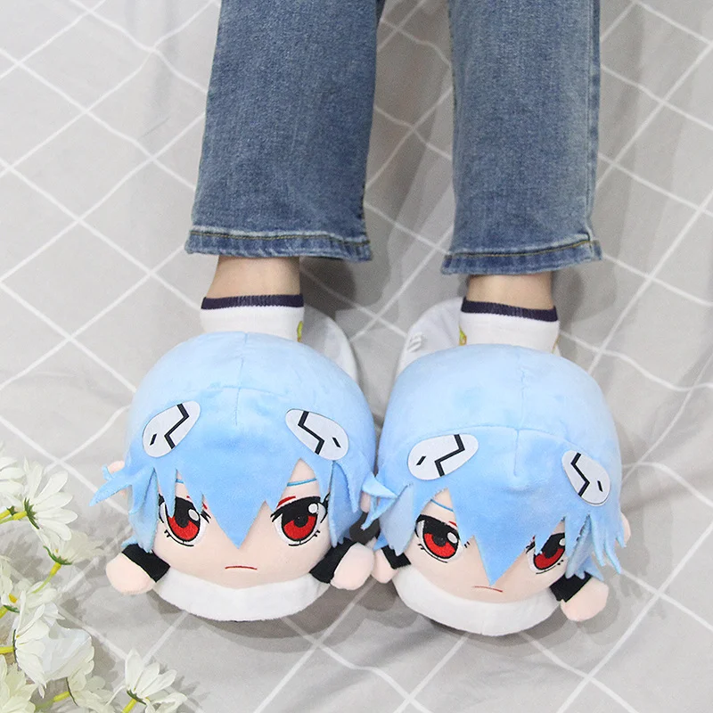 Neon Genesis Evangelion Pantofole Di Peluche Anime Ispessimento Ayanami Rei Inverno Caldo Antiscivolo Pantofole Di Pelliccia Cartoon Fluffy Shoes Rega