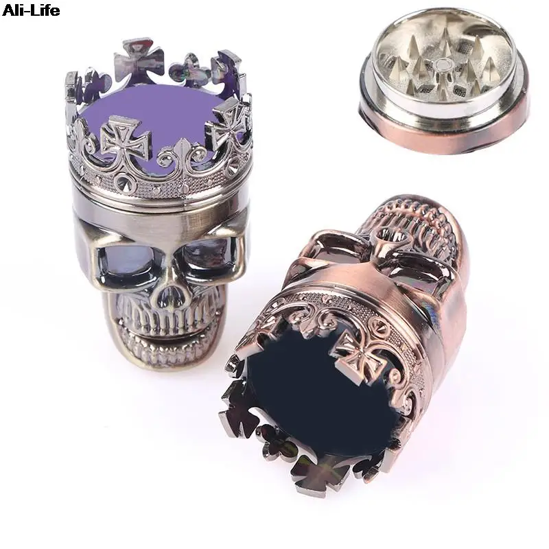 1Pc Hot 3 Strati Classic King Skull Plastics Tabacco Herb Spice Grinder Crusher Hand Muller Smoke Grinders Accessori Per Fumatori