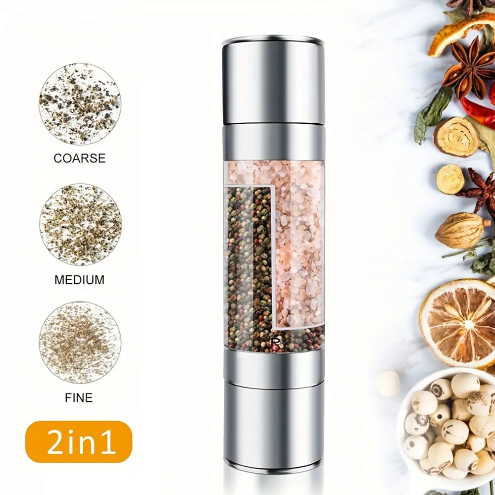 Pepper Mill Grinder 2 In 1 Pepper Mill Manuale Acciaio Inox Sale Pepe Grinder Condimento Strumenti Da Cucina Macinazione Per Cucinare