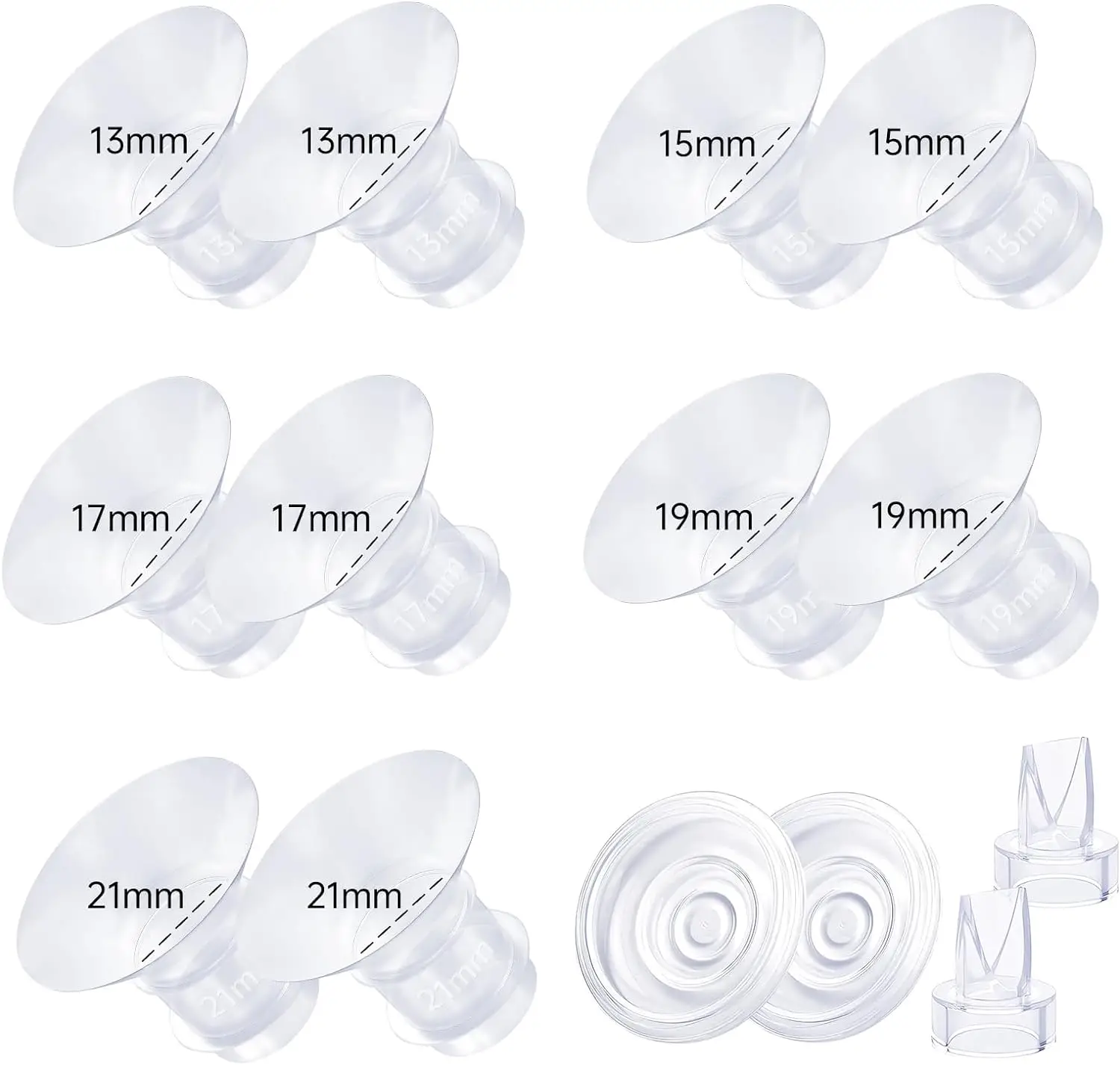 Inserti Flangiati 13/15/17/19/21Mm Compatibili Con Momcozy S12/S12Pro/S9/S9 Pro, Per Scudo/Flange Tslete/Spectra/Medela Da 24Mm