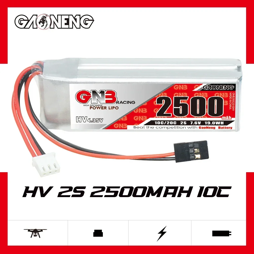 Batteria Gnb 7.6V Hv 2500Mah 2 S1P 10C Lipo Life Con Connettore Jr Per Trasmettitore Radio Rc Car Nitro Cars Power Servos