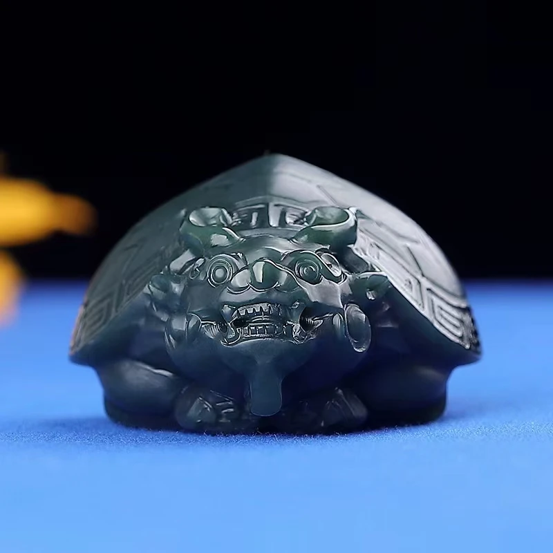 Dragon Tortoise Beast Pendant Natural Hetian Qing Jade Chain Accessori Per Collana Di Gioielli Intagliati A Mano Seiko