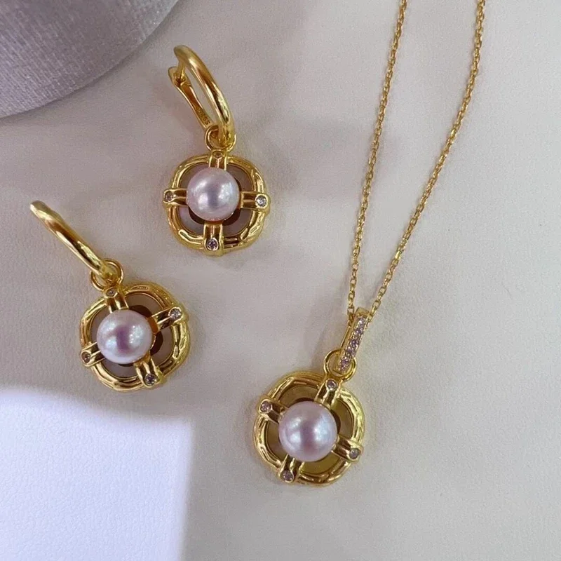 Orecchini Pendenti Con Fibbia Universale Seiko Orecchini Con Perle Akoya Bianche Aurora D'Acqua Dolce Naturali Intarsiati Con Zirconi Vintage Set Rega