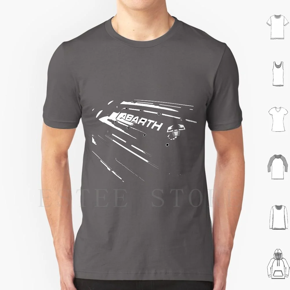 Abarth Engine Cover-White T Shirt Cotton Men Stampa Fai Da Te Abarth Car Racing Fiat Fiat 500 Automotive Engine Cover Abarth 695 695