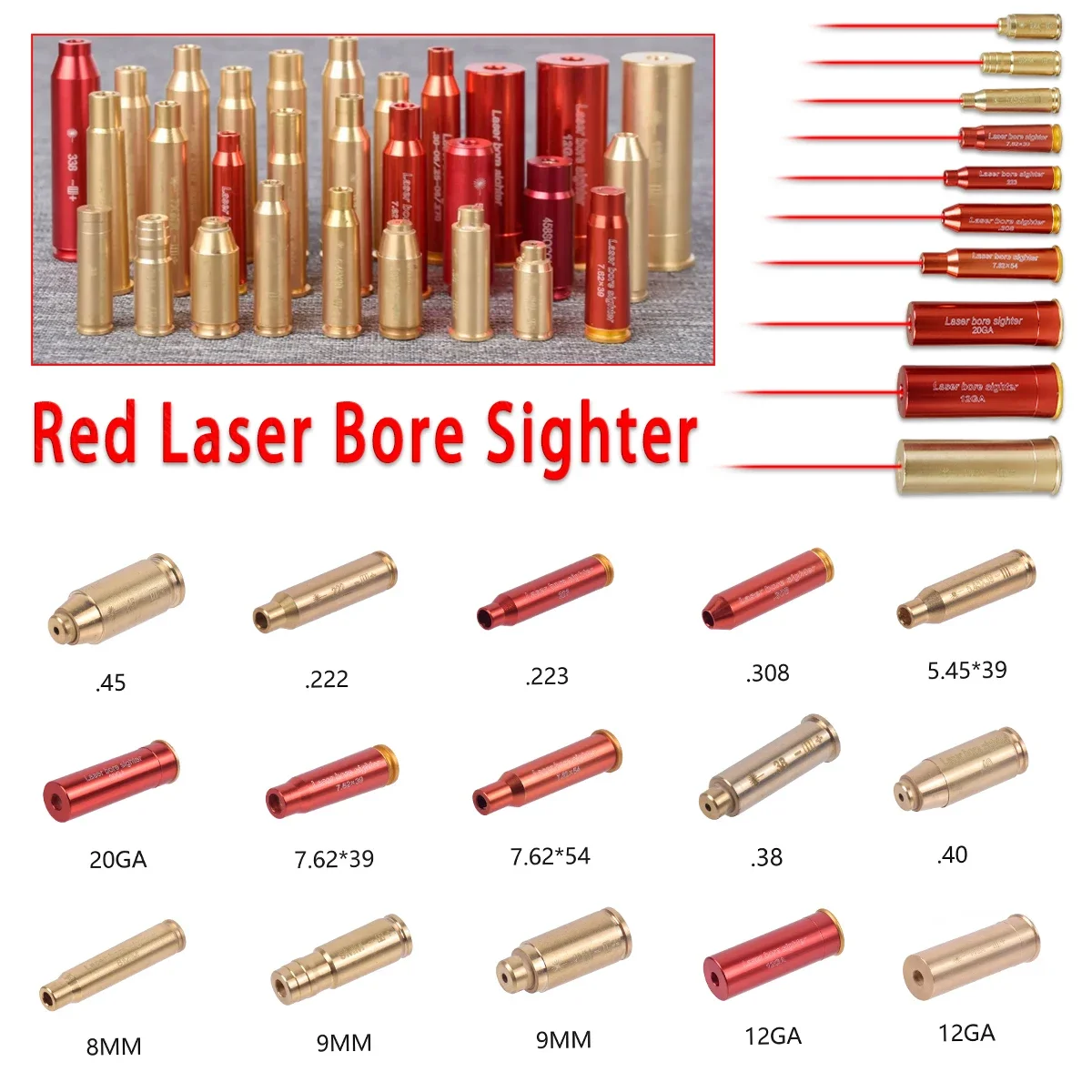 Tactical 20Ga 12Ga Remington 870 Red Laser Bore Sighter 5.45X39 7.62X54 7.62X39 Airsoft Ak47 Glock 9Mm Collimatore Boresighter