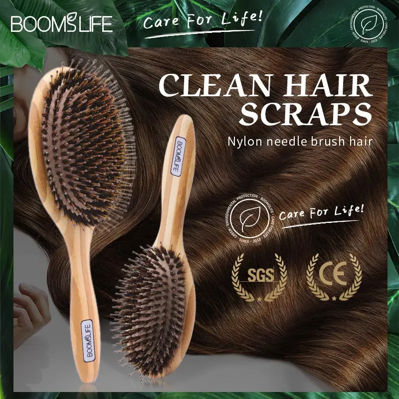 Spazzola Con Setole Di Cinghiale Spazzola Per Capelli In Bambù Donna Testa Massaggio Del Cuoio Capelluto Pettine In Legno Per Capelli Brosse Cheveux F