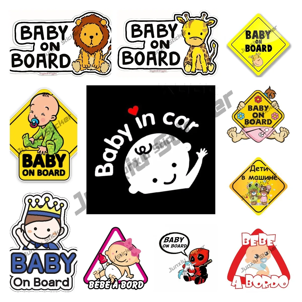 Baby On Board Creative Car Sticker Tail Warning Sign Baby On Board Pvc Tuning Cartoon Window Decal Accessories
