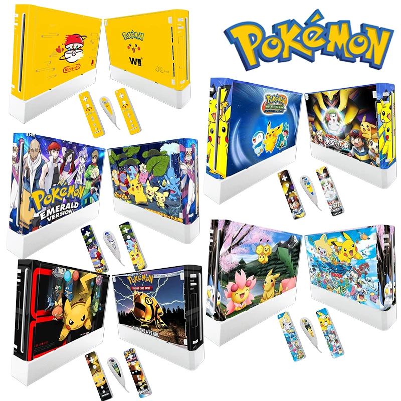 Pokemon Pikachu Skin Vinyl Sticker Cover Per Nintendo Wii Cartoon Anime Figure Skin Stickers Accessori Per Console Decalcomanie Stickers