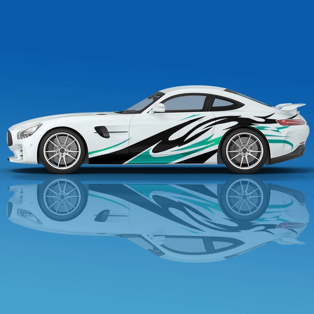 Flame Sport Car Wrap Livy Design Car Decal Side Graphic Vinyl Decal Modificato Racing Car Print Decoration Ita Car Decal Sticker