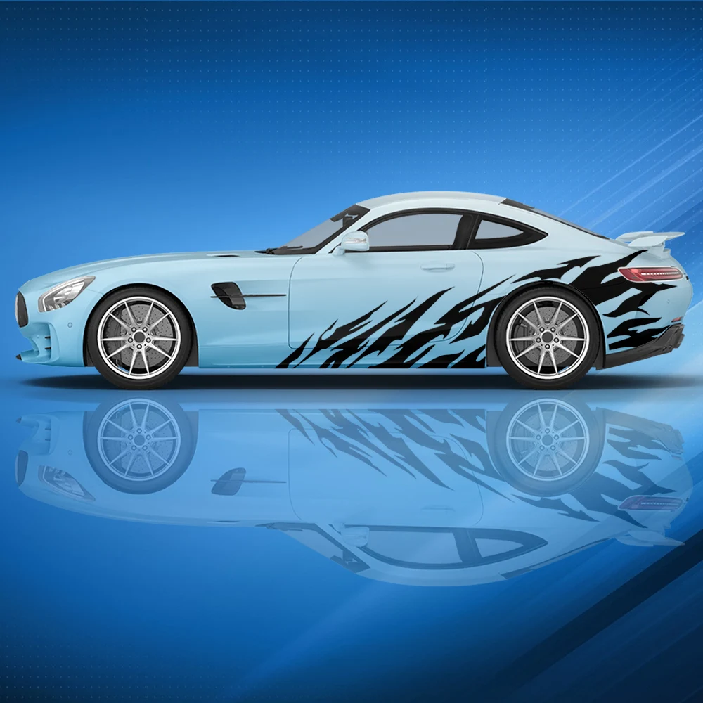 Flame Universal Custom Paint Car Decal Side Graphic Vinyl Modificato Racing Car Print Decoration Ita Strisce Irregolari Car Sticker