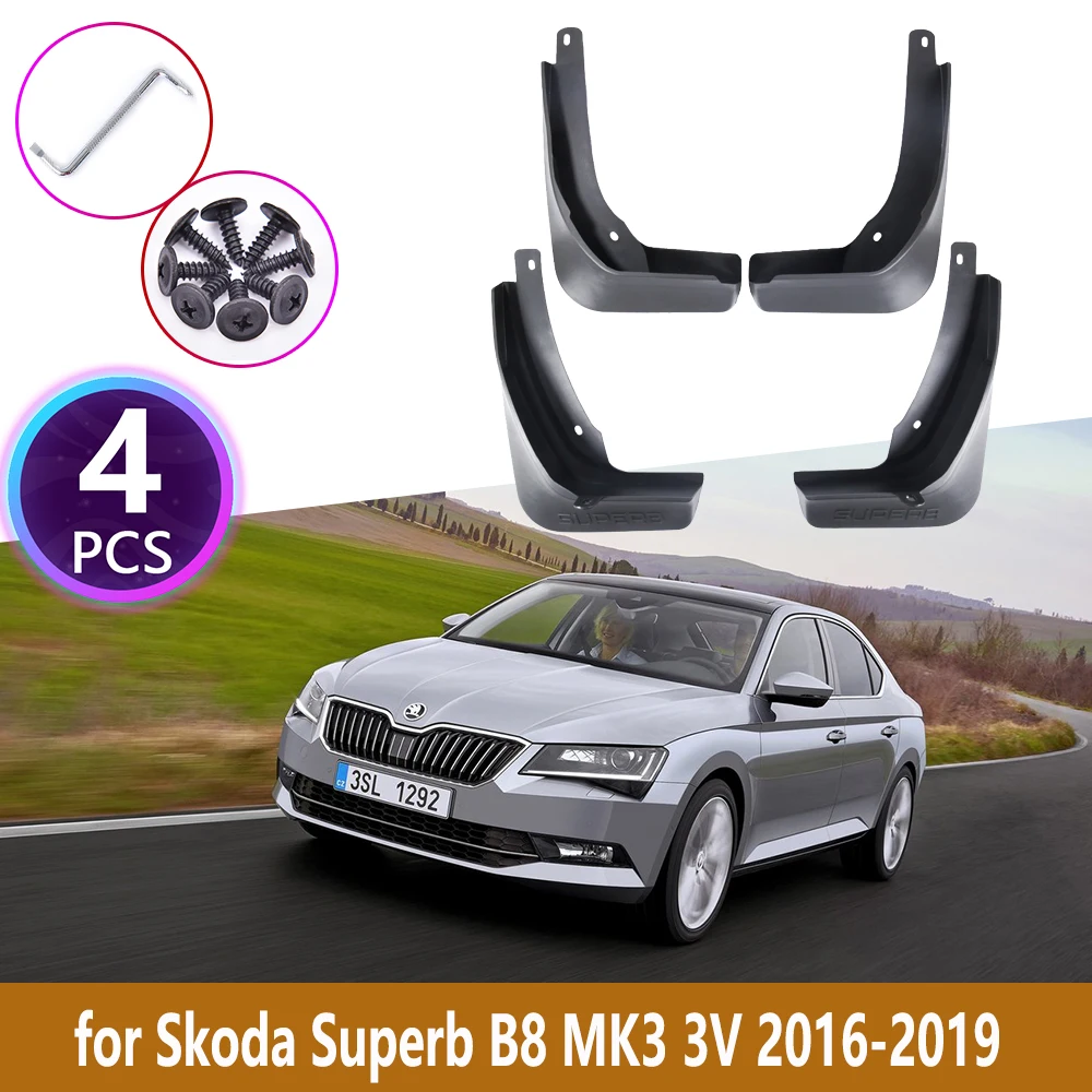 4Pcs Anteriore Posteriore Parafanghi Per Skoda Superb 3 B8 Mk3 3V 2016 2017 2018 2019 Rivestimento Splash Mud Flaps Guardie Paraspruzzi Accessori