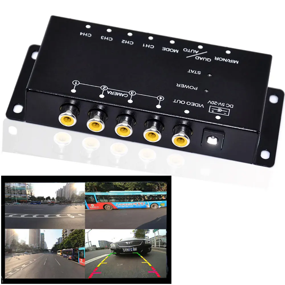 Ir Di Controllo 4 Telecamere Di Controllo Video Macchine Fotografiche Dell'Automobile Immagine Interruttore Combiner Box Per La Vista Di Sinistra A De