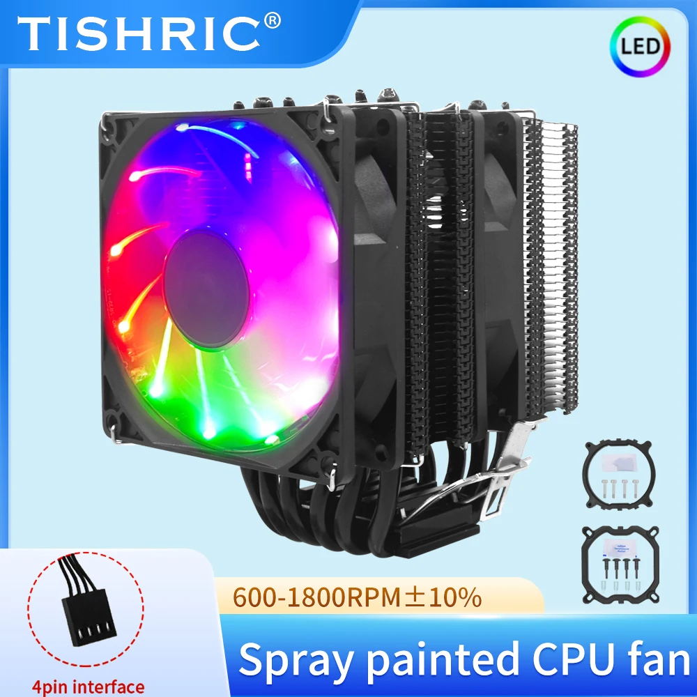 Toshric Cpu Cooler Fan Processor Cooler 4 6 Heat Pipes 4Pin Pwm Pc Quiet Intel Lga2011 115X 1700 775 X79 X99 Am3 Am4