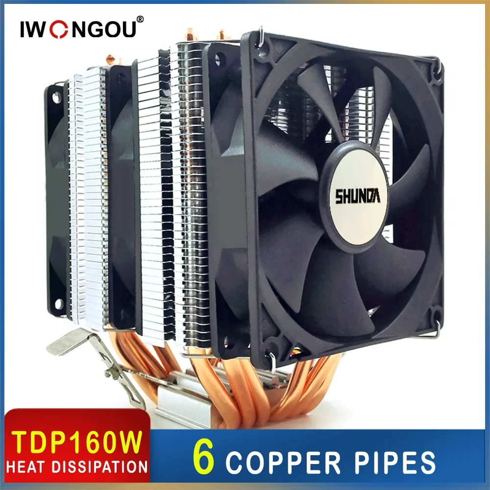 X99 Processore Cooler 6 Tubi Di Calore Cpu Cooler Per Intel Lga 2011-V3 1700 1151 Am4 Am3 4Pin Pwm Iwongou Hurricane Air Cooler Cpu
