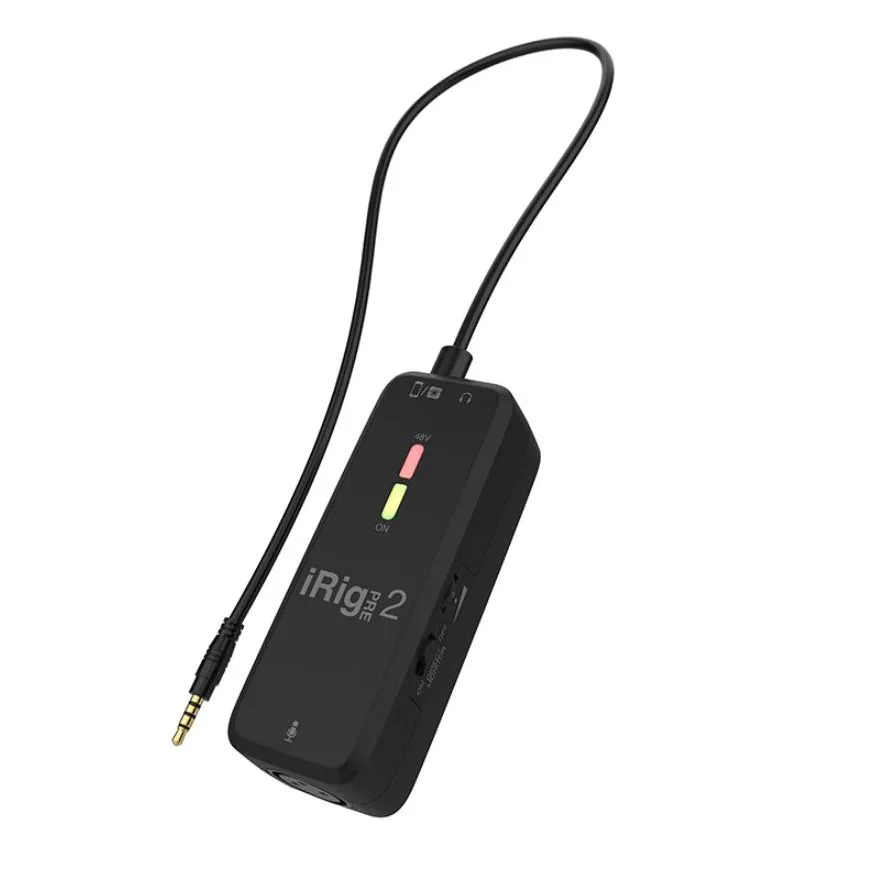 Ik Multimedia Irig Pre 2 Hd 48V Amplificatore Per Microfono A Bobina Mobile/Amplificatore Vocale Capacitivo Interfaccia Per Scheda Audio Alimentata A 