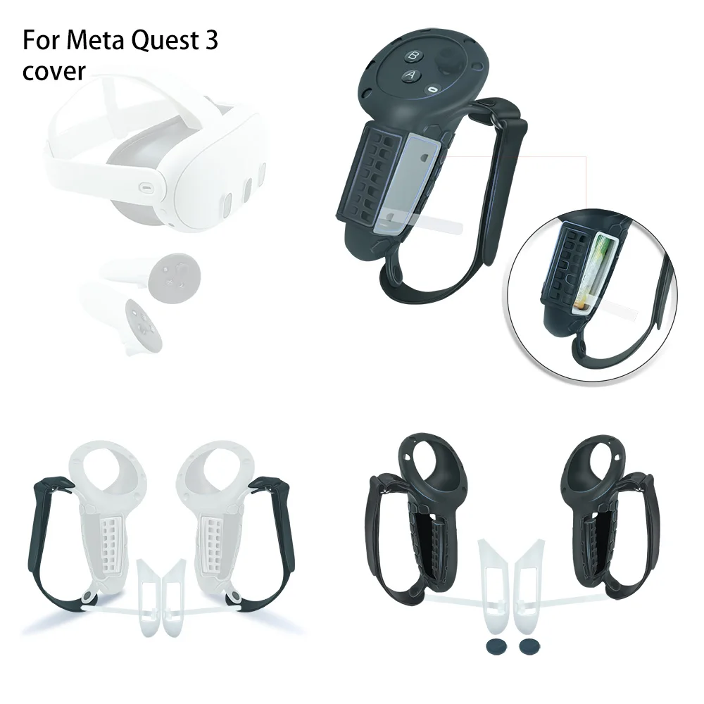 Per Quest 3 Controller Grip Per Meta Quest 3 Extended Silicone Vr Grip Cover Protector Con Apertura Della Batteria