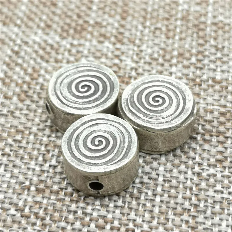 2 Pezzi Di Perle Di Pneumatici A Spirale In Argento A Spirale Della Tribù Di Onghill Per La Collana Del Braccialetto