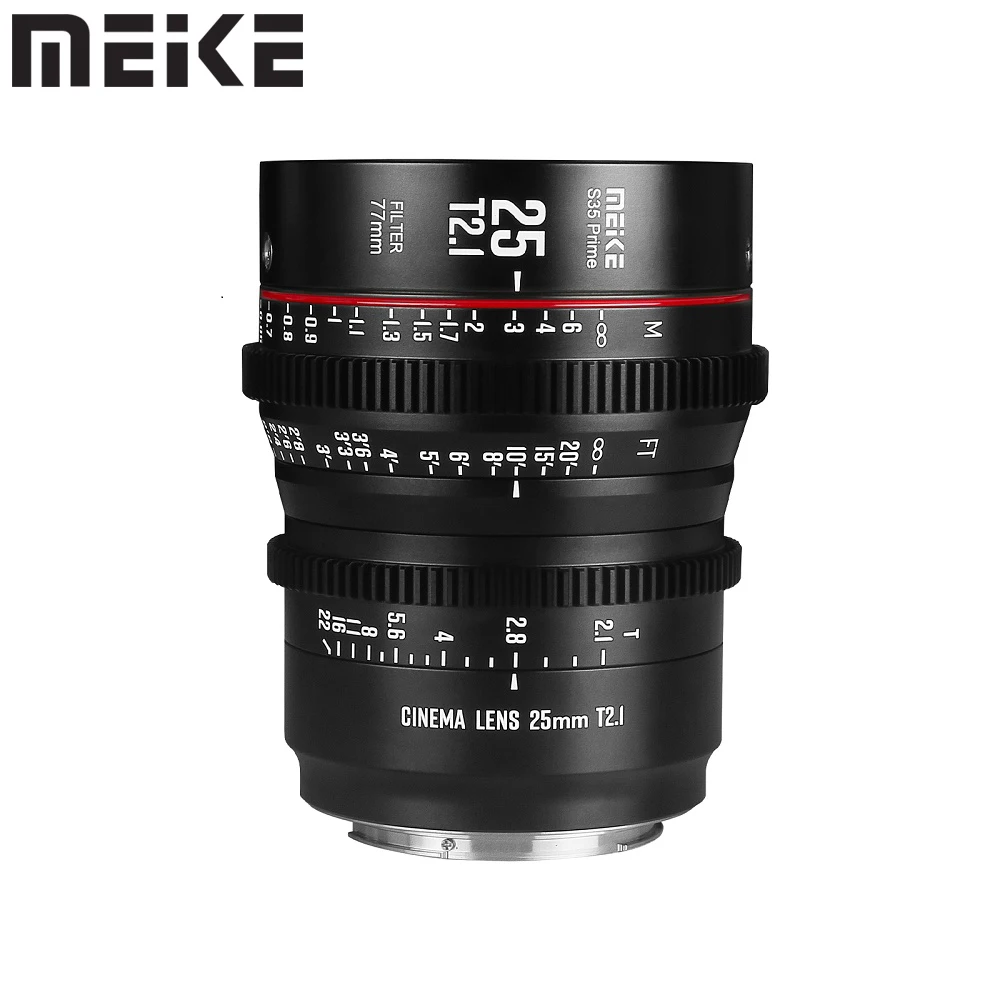 Obiettivo Cinematografico Meike 25Mm T2.1 S35 Per Attacco Ef Canon E Videocamera Cine Eos C100 Mark Ii Iii Eos C200 300 Mark Ii Eos C700 Bmpcc