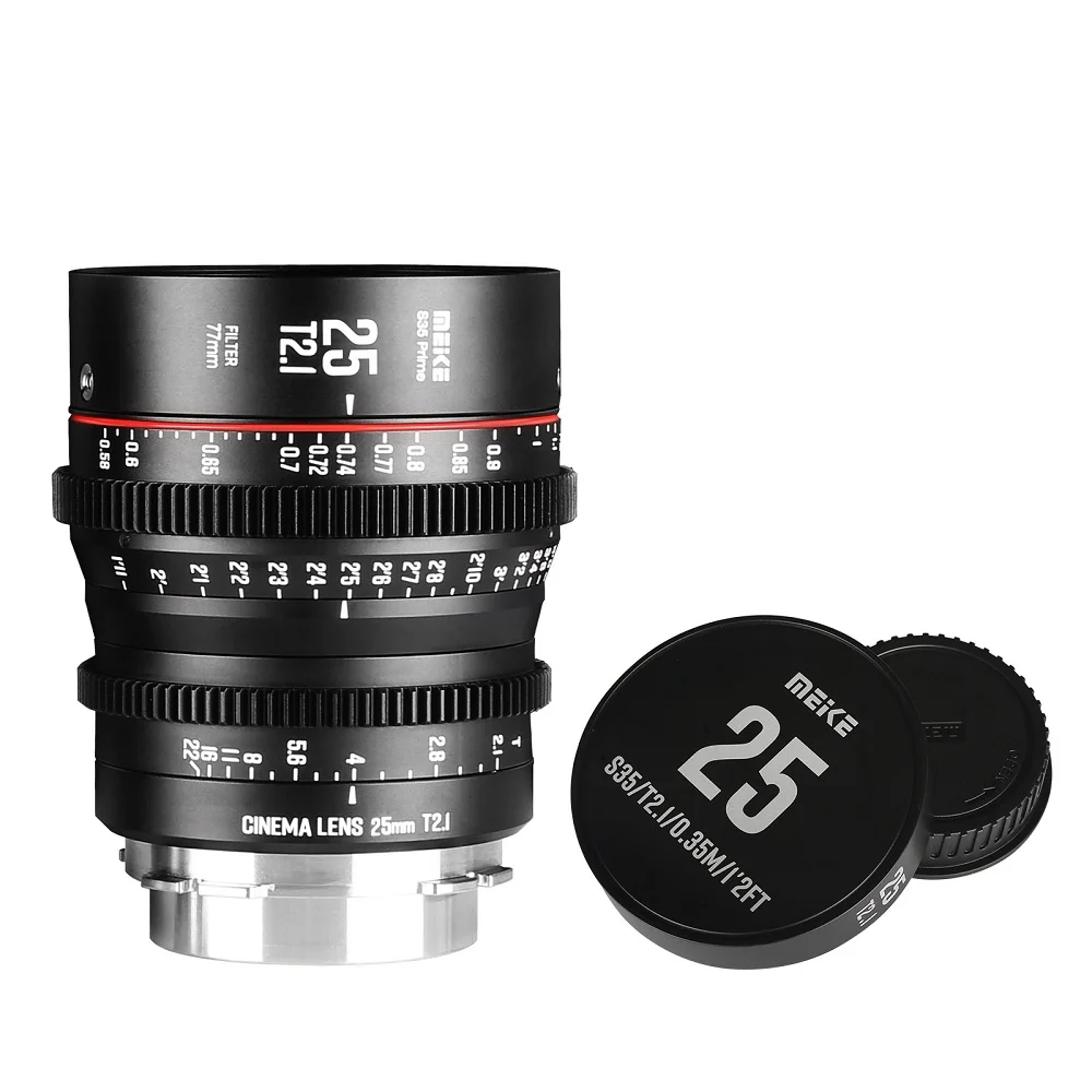 Meike 25Mm T2.1 S35 Obiettivo Cinematografico Con Messa A Fuoco Manuale Per Canon Ef Mount E Videocamera Cine Eos C100 Mark Ii Eos C200 Eos 300 Mark I