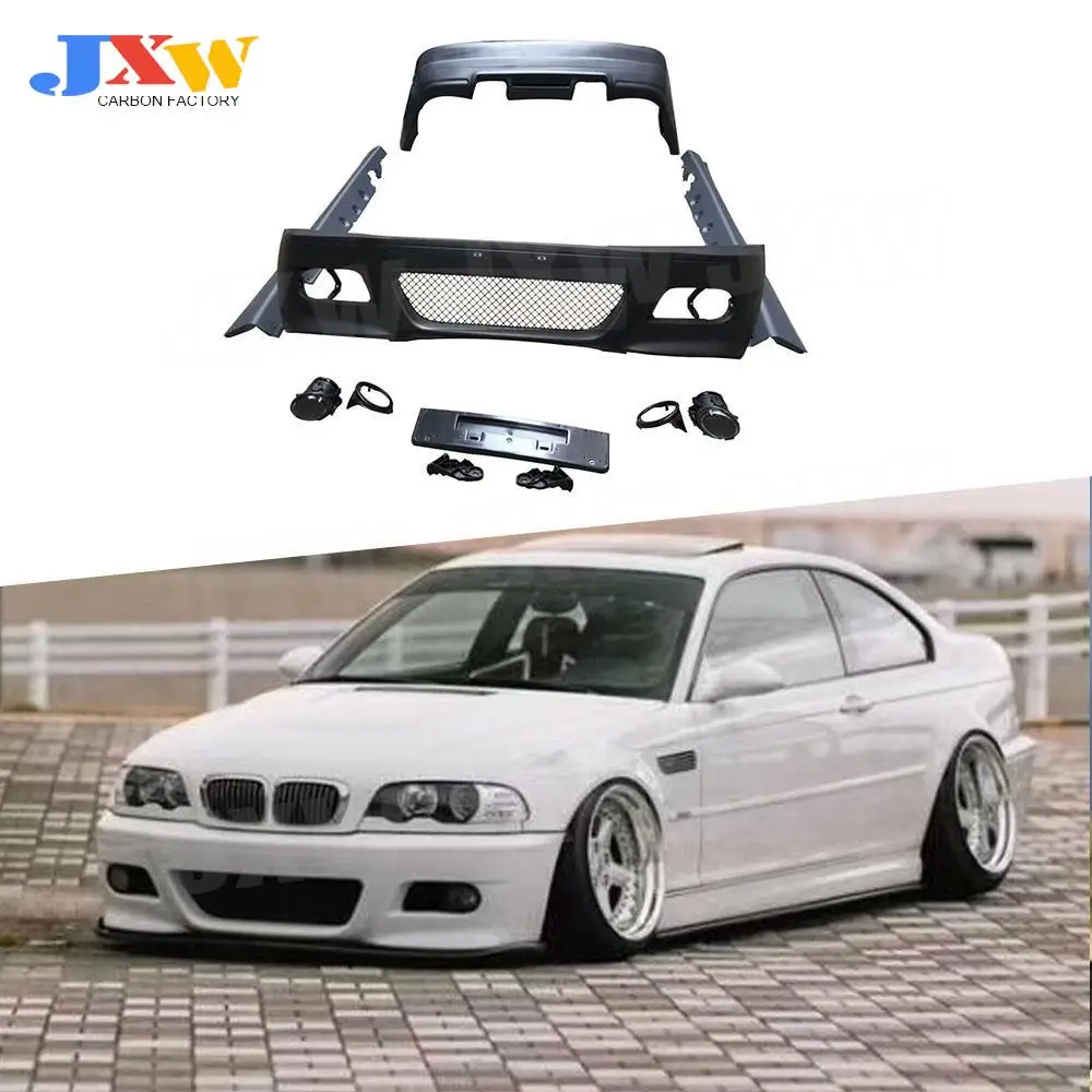 Kit Carrozzeria In Pp Non Verniciato Paraurti Anteriore Paraurti Posteriore Minigonne Laterali Grembiuli Per Bmw E46 M3 Style Bodykit Cover Car Modifi