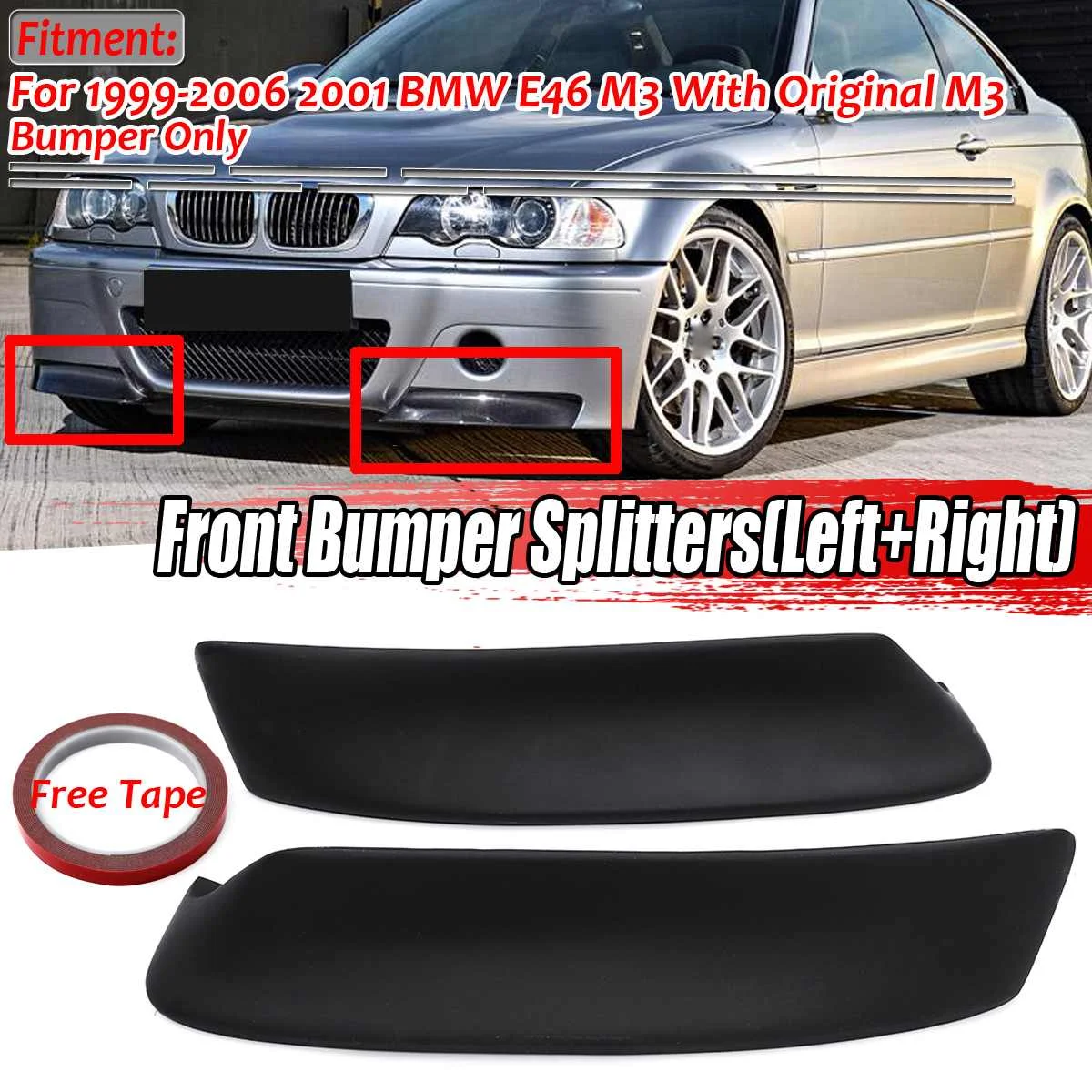 E46 Csl Style Car Paraurti Anteriore Splitter Lip Diffusore Body Kit Spoiler Grembiuli Copertura Protettiva Per Bmw E46 1999-2006 2001 M3