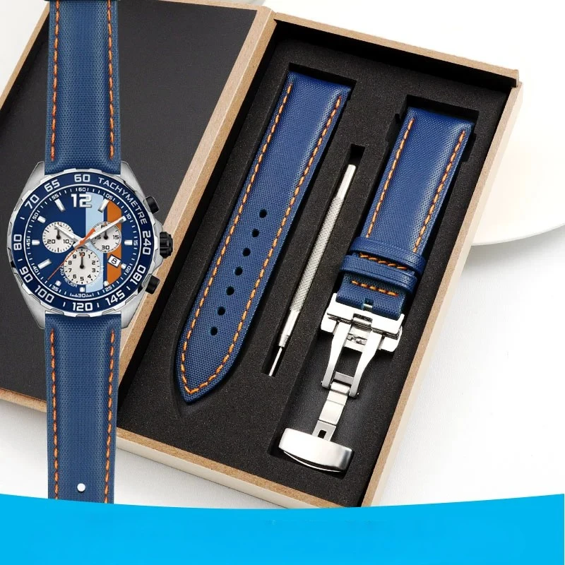 20Mm 21Mm 22M Per Tag Heuer F1 Citizen Diving Strap Sport Canvas Fabric Watchband Men Nylon Leather Watch Blue Orange Wristband