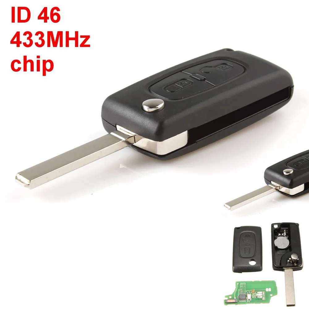 433 Mhz 2 Bottoni Di Ricambio Per Auto Chiave A Distanza Con Il Id46 Chip Per Ford Peugeot 107 207 607 207 307 308 308 107 207 607