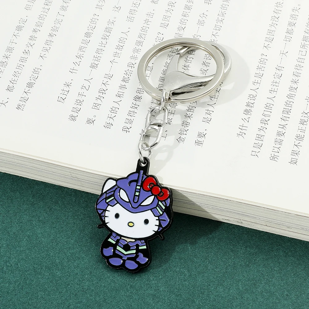 Neon Genesis Evangelion Mecha Helo Kitty Smalto Portachiavi Uomo Donna Gioielli Moda Eva-01 Portachiavi Per Accessori Per Ragazze