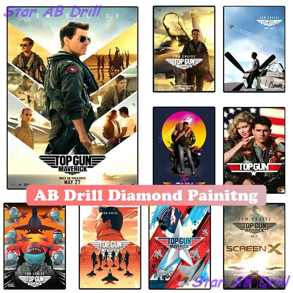 Top Gun 2022 5D Diamond Painting Kit New Ab Drill Movie Retro Poster American Action Film Ricamo Art Cross Stitch Home Decor