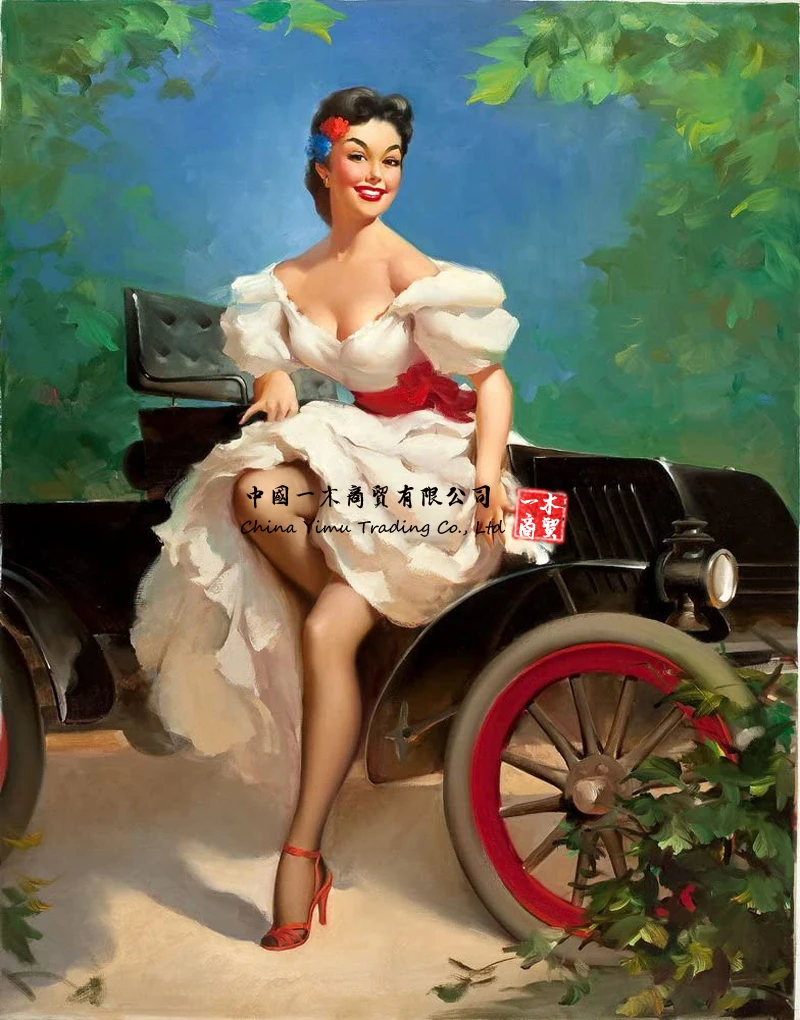 Art Sticker Sign Farm Girl Decal Decor Art Pin-Up Cowgirl Tractor Shop Garage