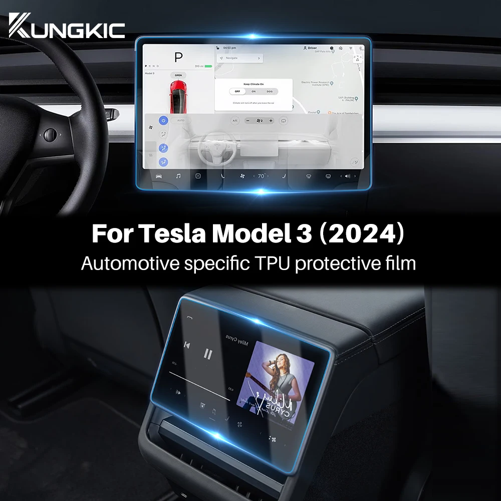 Per Tesla Model 3 Y Highland 2024-Up Tpu Screen Pellicola Protettiva Fila Posteriore Controllo Centrale Pellicola Touch Screen Accessori Auto