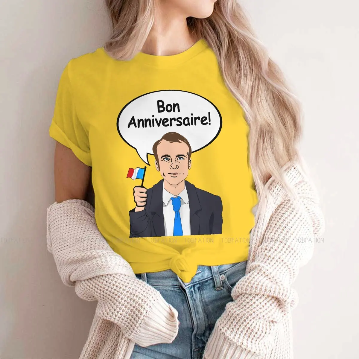 Bon Anniversaire Dalla Maglietta Stile Emmanuel Macron Per Ragazza Macron L'Ottava Presidente Grafica Creativa Di Alta Qualità