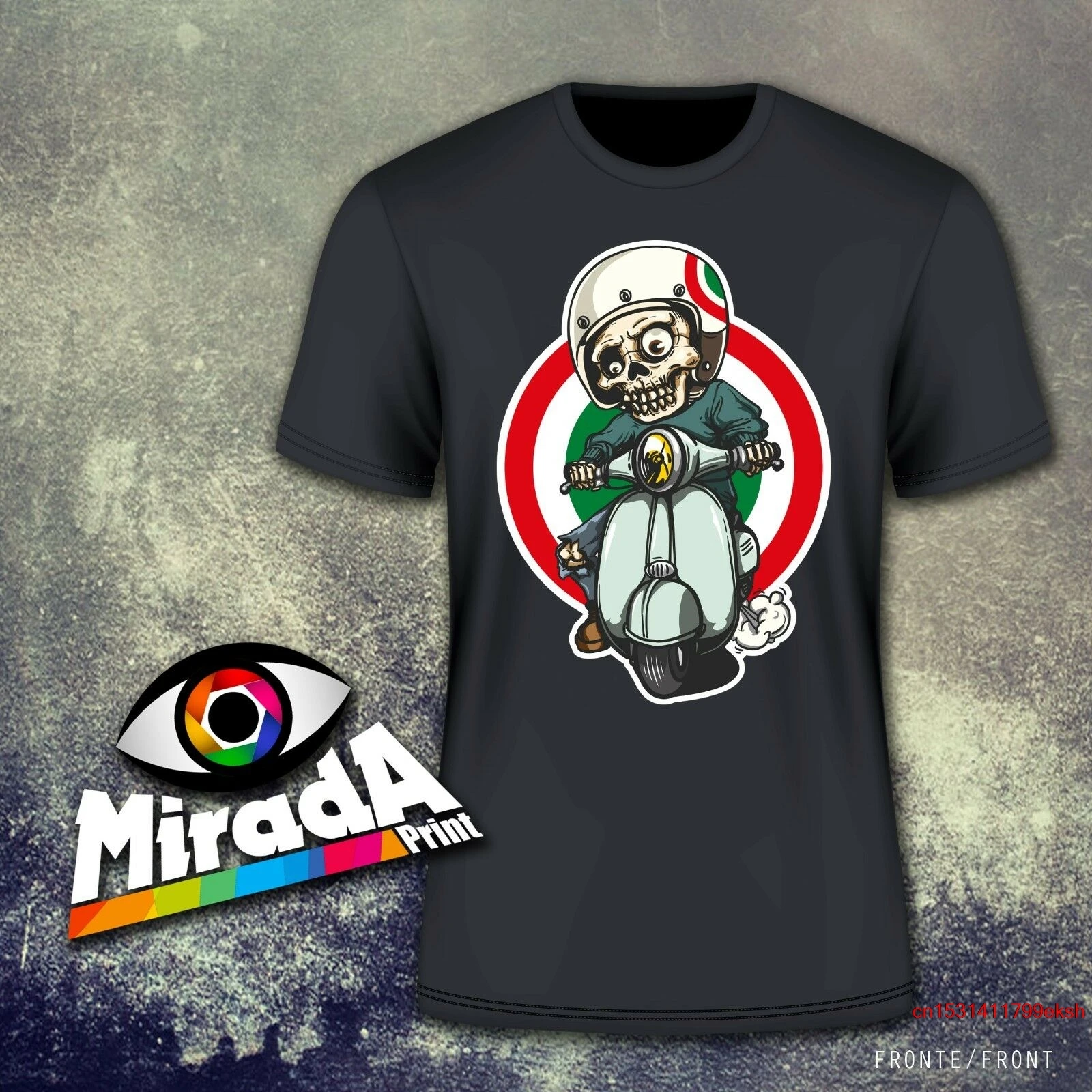 T-Shirt Maglietta Vespa Piaggio Vintage Flag Skull Muerte Mexico Px 125 Italia