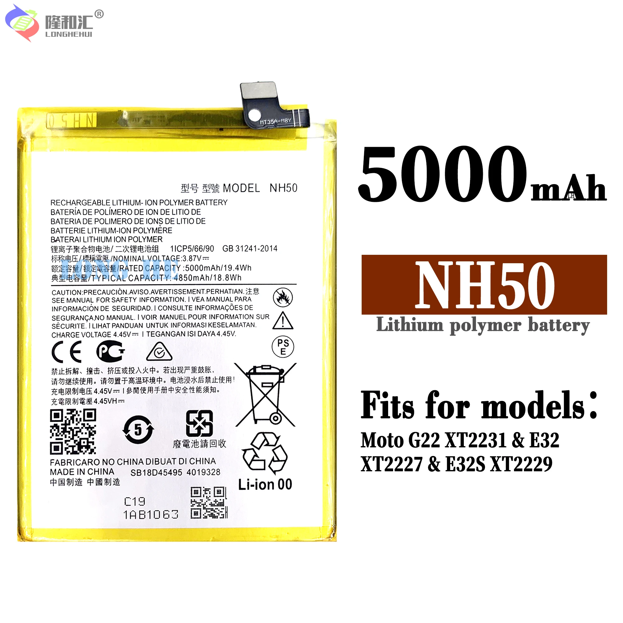 100% Originale Motorola Nh50 Batteria Ricaricabile Per Motorola Moto G22 Xt2231-2 Smart Phone 5000Mah Batterie