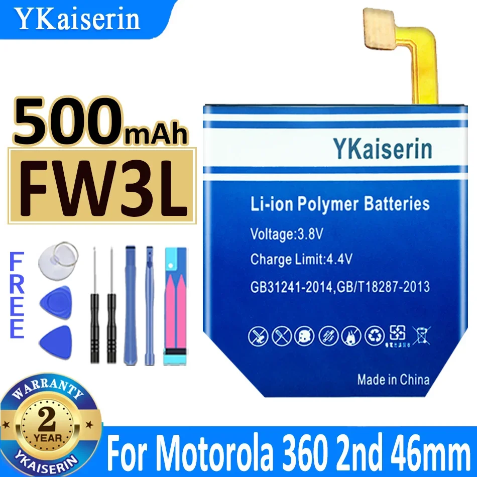Batteria Ykaiserin Per Motorola Moto 360 2Nd 2015 Fw3L Snn5962A 46Mm /Fw3S Per Moto 360 2Nd 42Mm Orologio Batteria Batteria Bateria