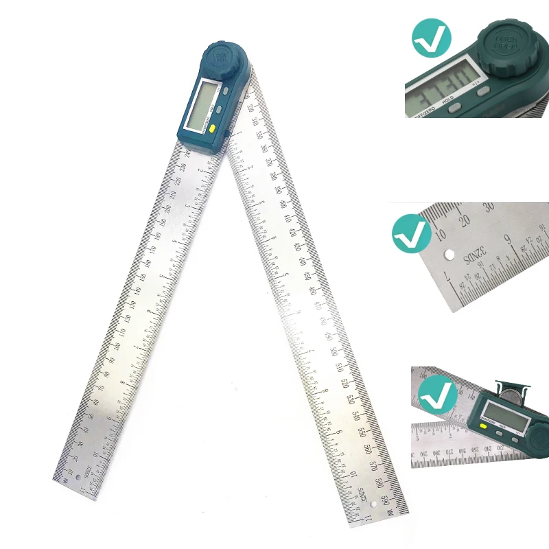 Aggiornato New 200 Millimetri 300 Millimetri In Acciaio Digital Goniometro Inclinometro Goniometro Angolo Digital Finder Meter Angolo Di Righello Goni
