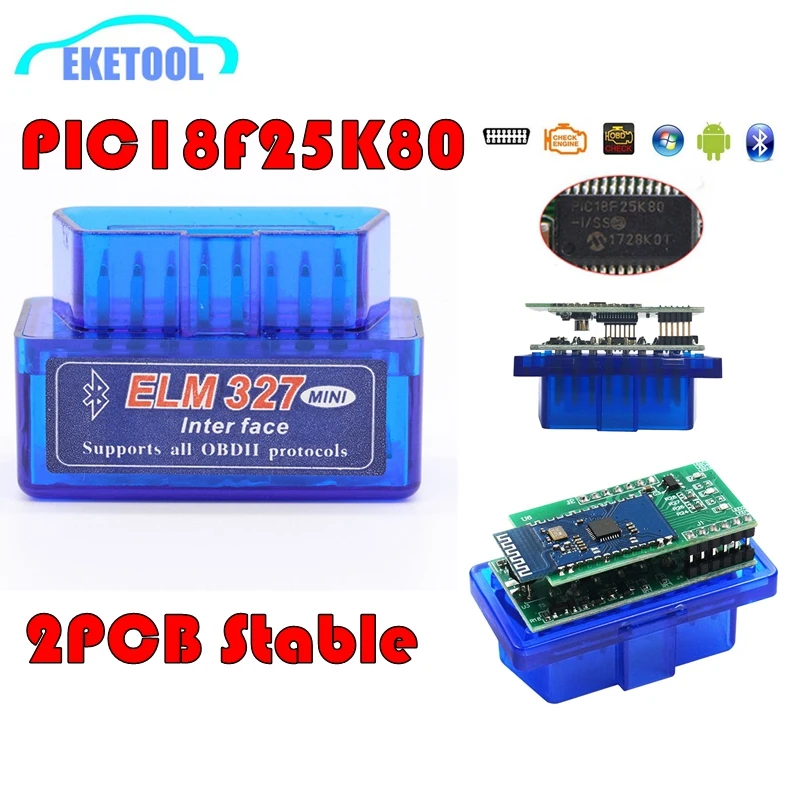 Muslimelm327 Bluetooth V1.5 Super Mini Satble 2Pcb Board Code Reader Elm 327 Funziona Android Supporta Tutti I Protocolli Obd2