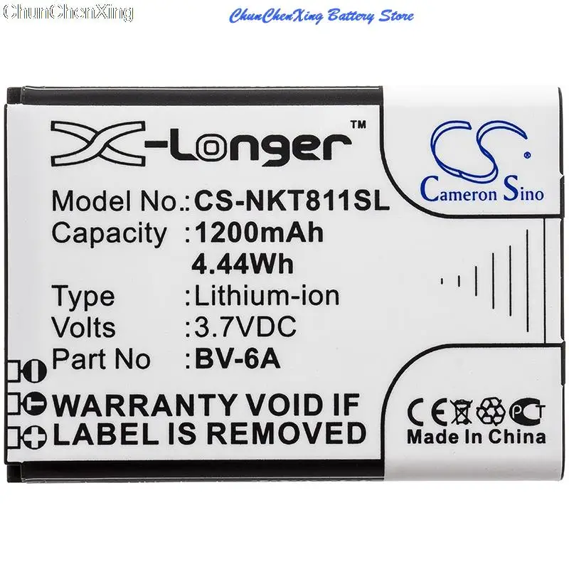 Cameron Sino 1200Mah Batteria Bv-6A Per Nokia 8110 4G,Ta-1048,Ta-1059, 2720 Flip,