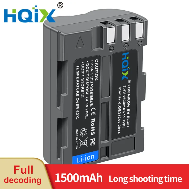 Hqix Per Nikon D50 D70 D70S D80 D90 D100 D200 D300S D300 D300S D700 Fotocamera En-El3E Batteria Del Caricatore