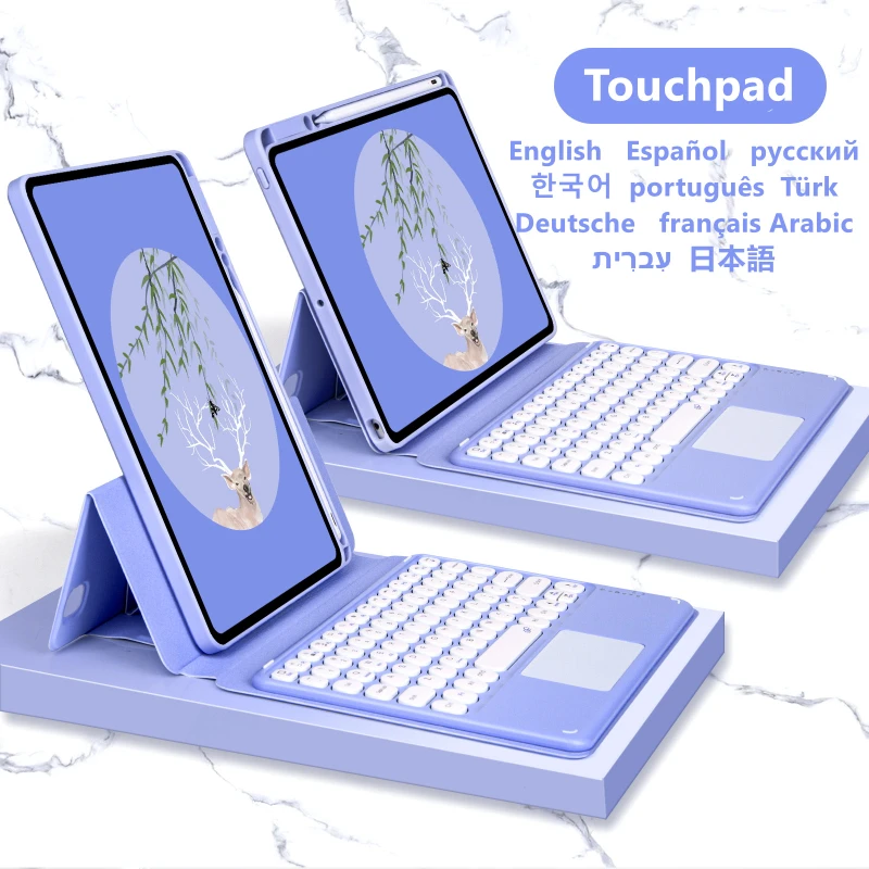Per Apple Ipad Pro 12 9 2022 2021 2020 2018 Custodia Touchpad Tastiera Russo Spagnolo Ebraico Coreano Tedesco Francese Teclado Cover